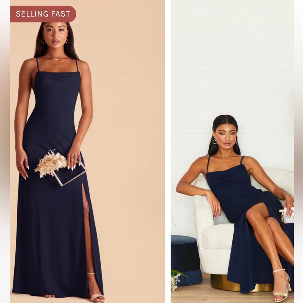 Birdy Grey Ash Crepe Bridesmaid Dress in Navy